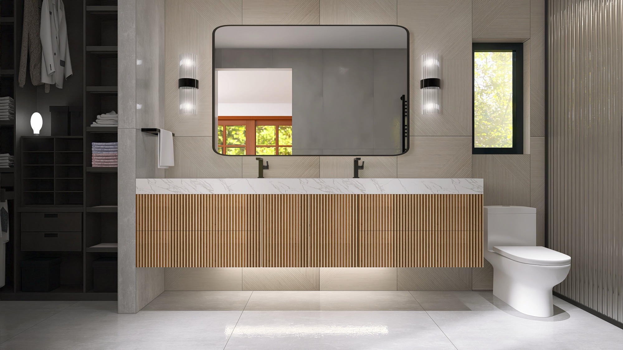 Completed bathroom remodel for Houzz review client